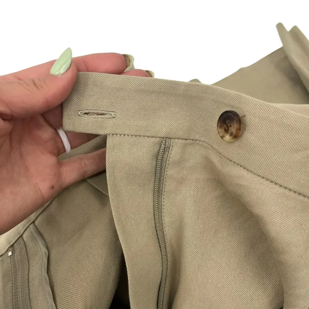 LAFAYETTE 148 NEW YORK Chino Dress Pants Green Clay Pleated Pockets Sz 14 NEW - Picture 6 of 16